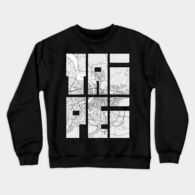 Taipei, Taiwan City Map Typography - Light Crewneck Sweatshirt by deMAP Studio